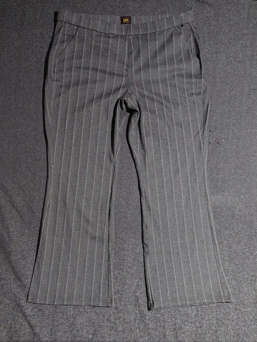 Gray Pinstripe Stretch Dress Pants Trousers with Pockets Sz XL 16/18